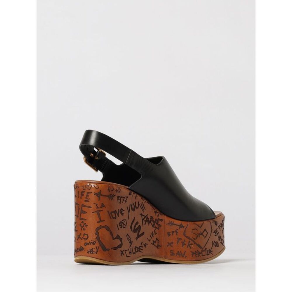 Chloe Women Maxime Leather Wedge Sandals Chloe - Picture 3 of 4